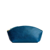 Caspian Eclipse | Spacious leather makeup bag with curved seams and top zipper