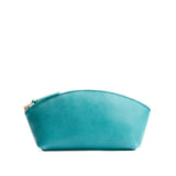 Seafoam Eclipse | Spacious leather makeup bag with curved seams and top zipper