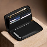 Onyx | Full zip around wallet open with card and storage pockets