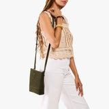 Verdant | Small rectangular crossbody purse with top zipper and interior pocket