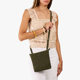 Verdant | Small rectangular crossbody purse with top zipper and interior pocket