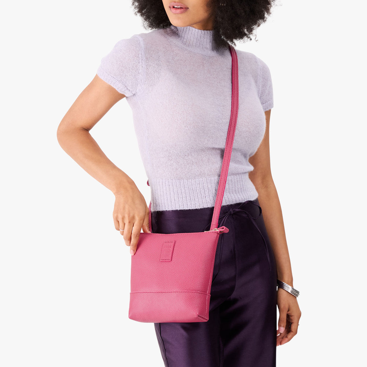Wild Rose | Small rectangular crossbody purse with top zipper and interior pocket