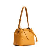 Sunshine Small | Symmetrical leather bag with leather drawstring closure and adjustable shoulder strap