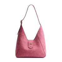 Hollyhock | Structured hobo shoulder bag with floral patterned embossed leather, adjustable strap and magnetic closure