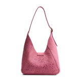Hollyhock | Structured hobo shoulder bag with floral patterned embossed leather, adjustable strap and magnetic closure