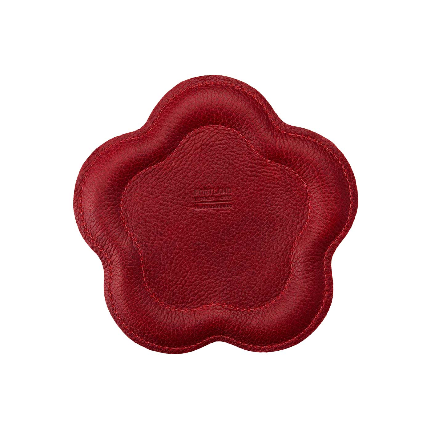 Chili Red | Floral shaped leather tray with stuffed edges 