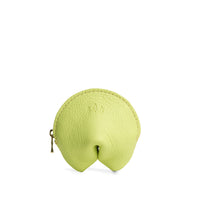 Shadow Lime | Leather fortune cookie shaped pouch