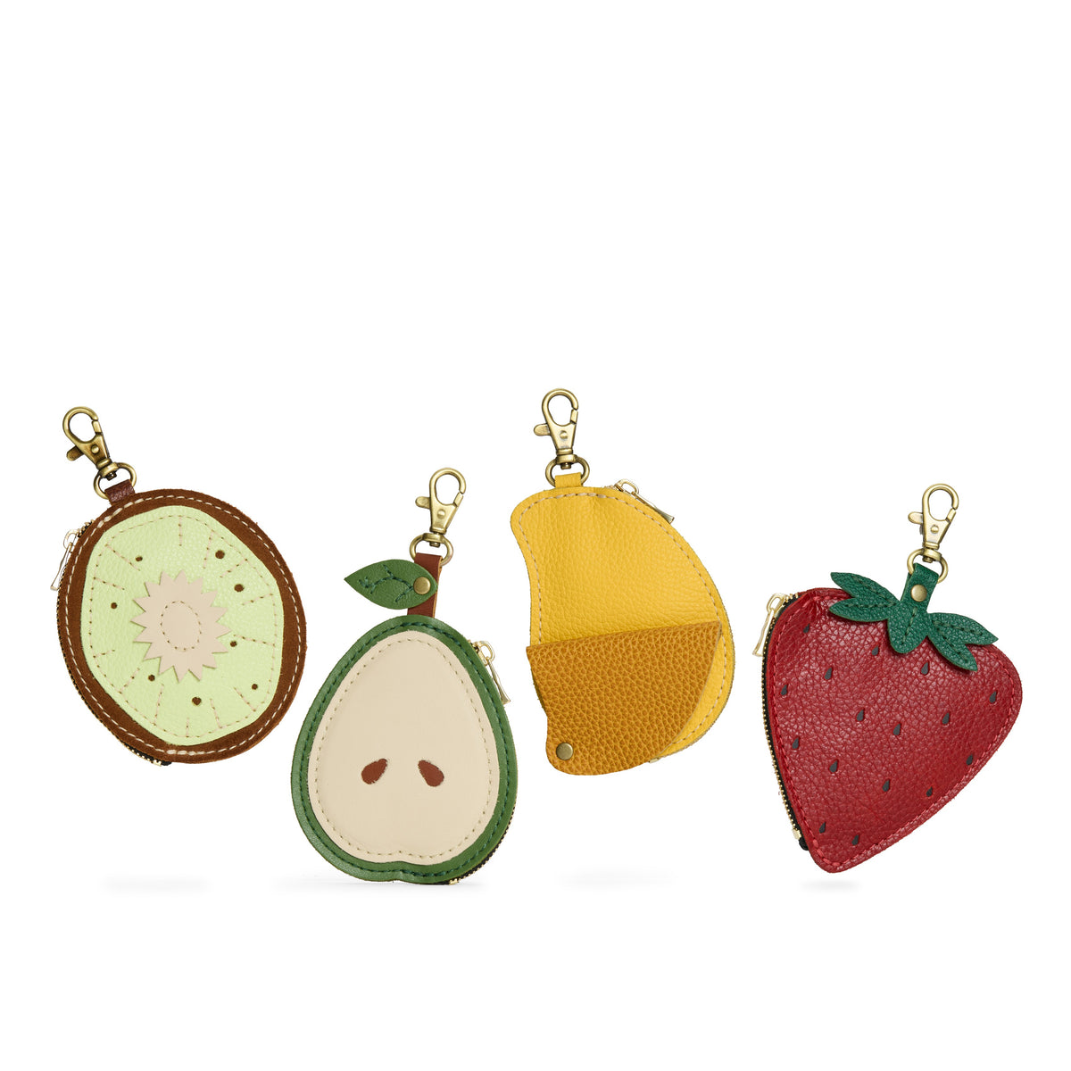 Leather fruit shaped pouches