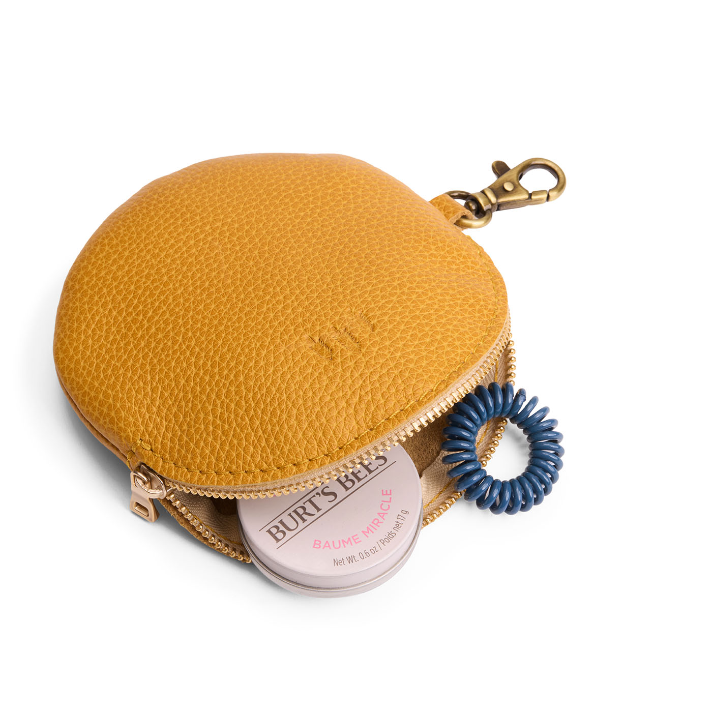 Sunshine | Leather flat round keychain pouch