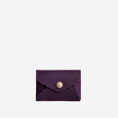 Larkspur | Small leather card wallet with scalloped edge closed