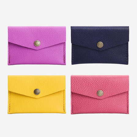 Wild Rose | Small leather envelope card wallet with snap closure