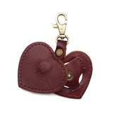 Cognac | Heart-shaped airtag holder keychain with a swivel lobster clasp