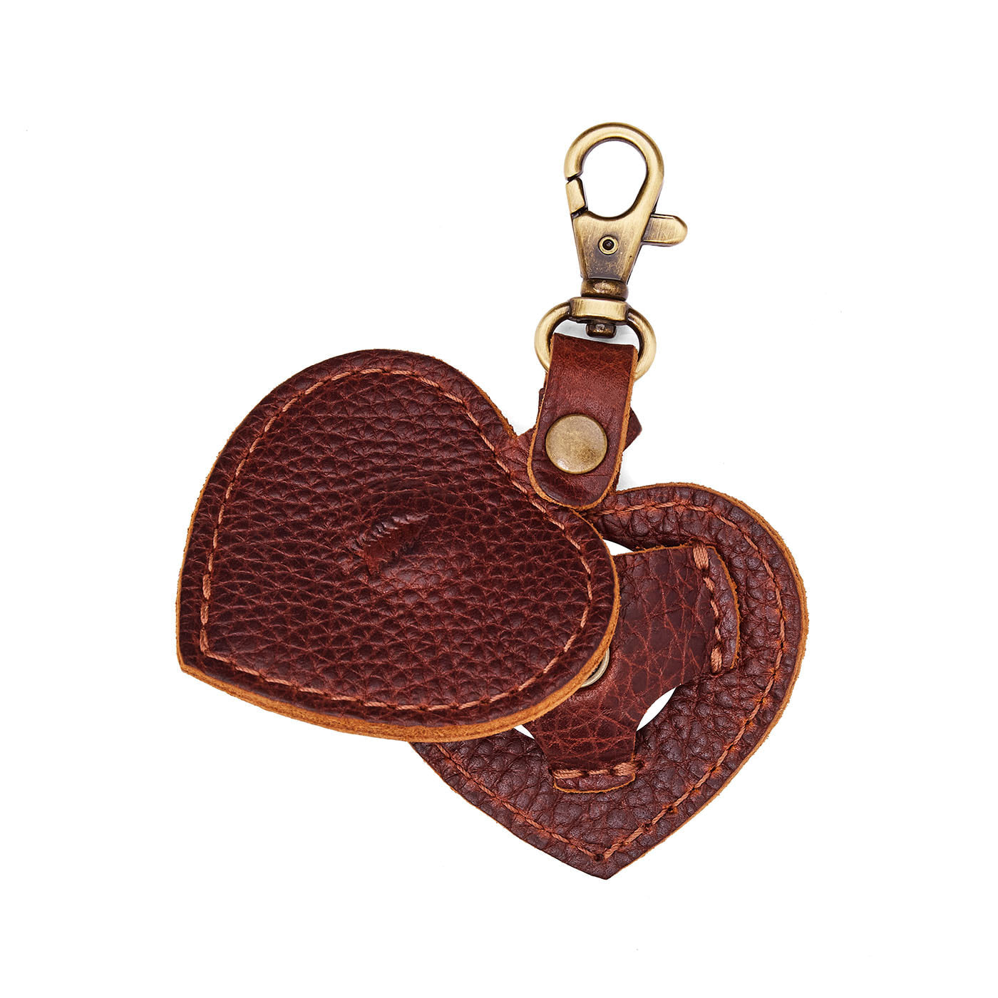 Nutmeg | Heart-shaped airtag holder keychain with a swivel lobster clasp