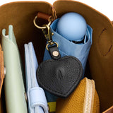 Pebbled--black | Heart-shaped airtag holder keychain with a swivel lobster clasp