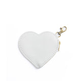 Pearl | Heart-shaped leather pouch keychain with zipper top and lobster clasp