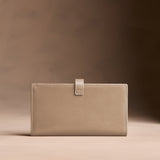 Satine Large | Leather bifold wallet with a strap and bar closure