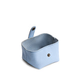 Skyway | Foldable square leather pouch with snap closure open