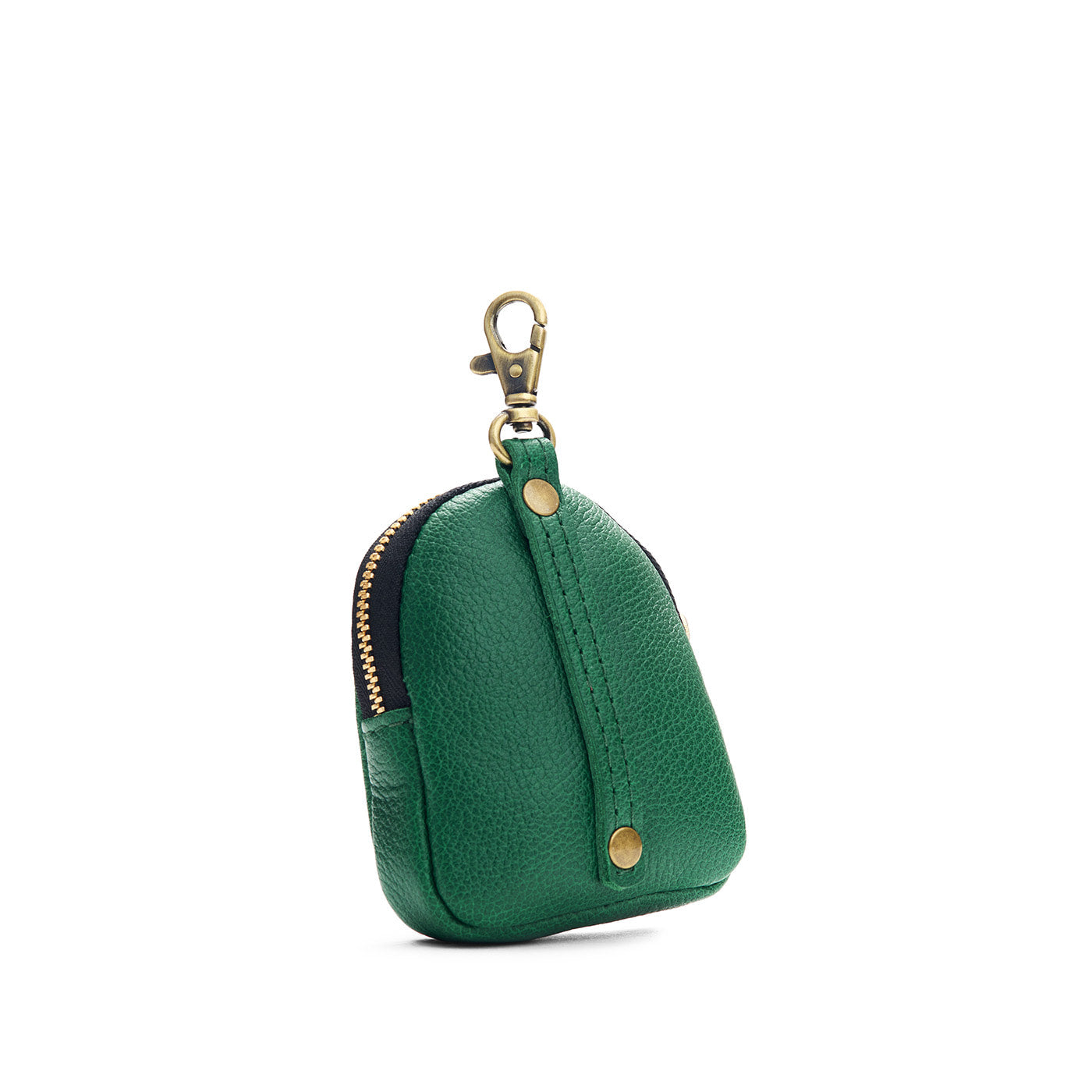 Bacalar | Leather keychain pouch with zipper top, swivel lobster clasp, and debossed emblem of three PLG trees