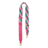 Electric Jungle | Patterned fabric and leather strap on a white background