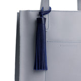Cobalt | Fringed leather tassel with leather loop