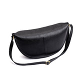 Pebbled--black Large | Half circle shaped sling bag