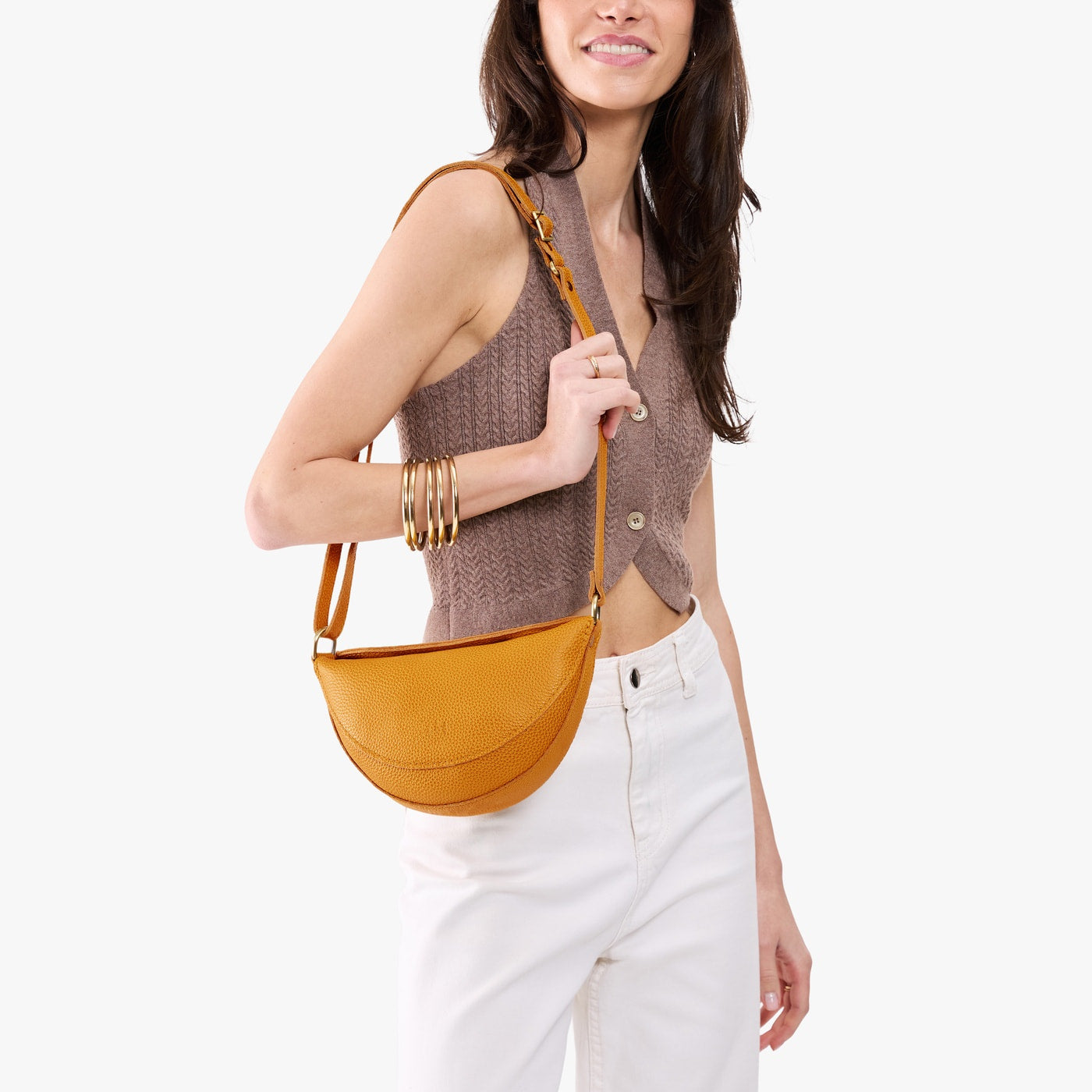 Sunshine*Small | Model wear half circle shaped sling bag