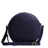 Velvet Blue Large | Circle shaped crossbody bag with top zipper