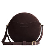 Velvet Brown Large | Circle shaped crossbody bag with top zipper