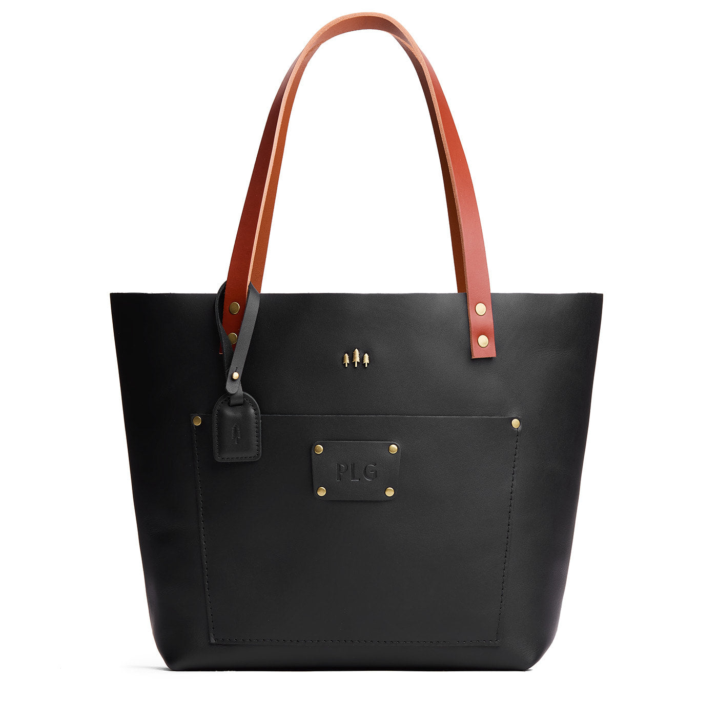 Black*Classic | Leather Tote Bag with bridle leather handles and monogram plate
