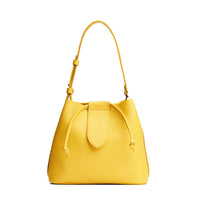 Canary*Large | Symmetrical leather bag with leather drawstring closure and adjustable shoulder strap