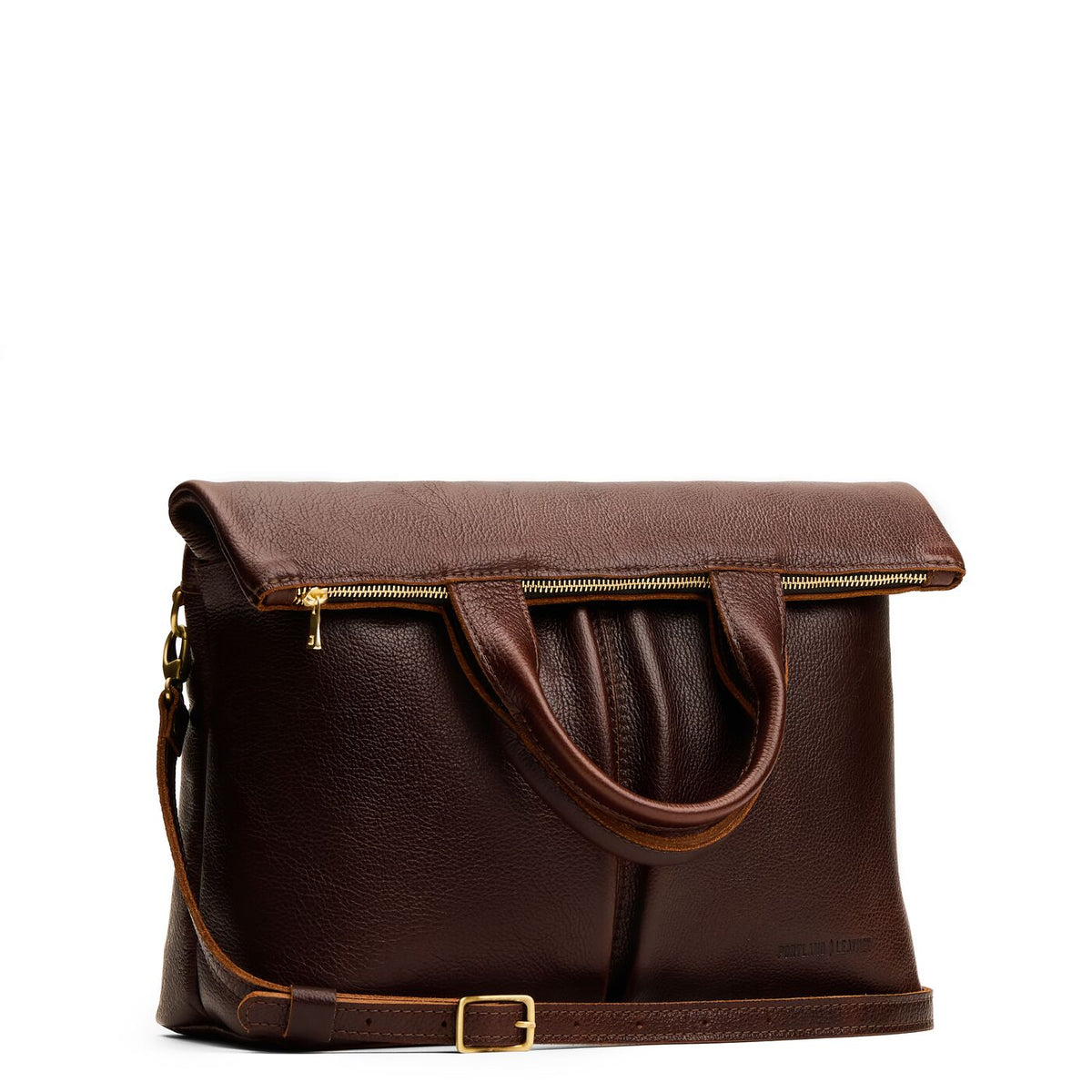 Coldbrew*Large | Convertible tote clutch crossbody with two large front pocket and top carry handles folded into a clutch