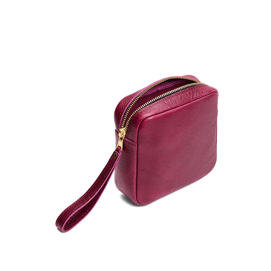 Orchid | Square shaped pouch with zipper opening, wristlet, and front pocket