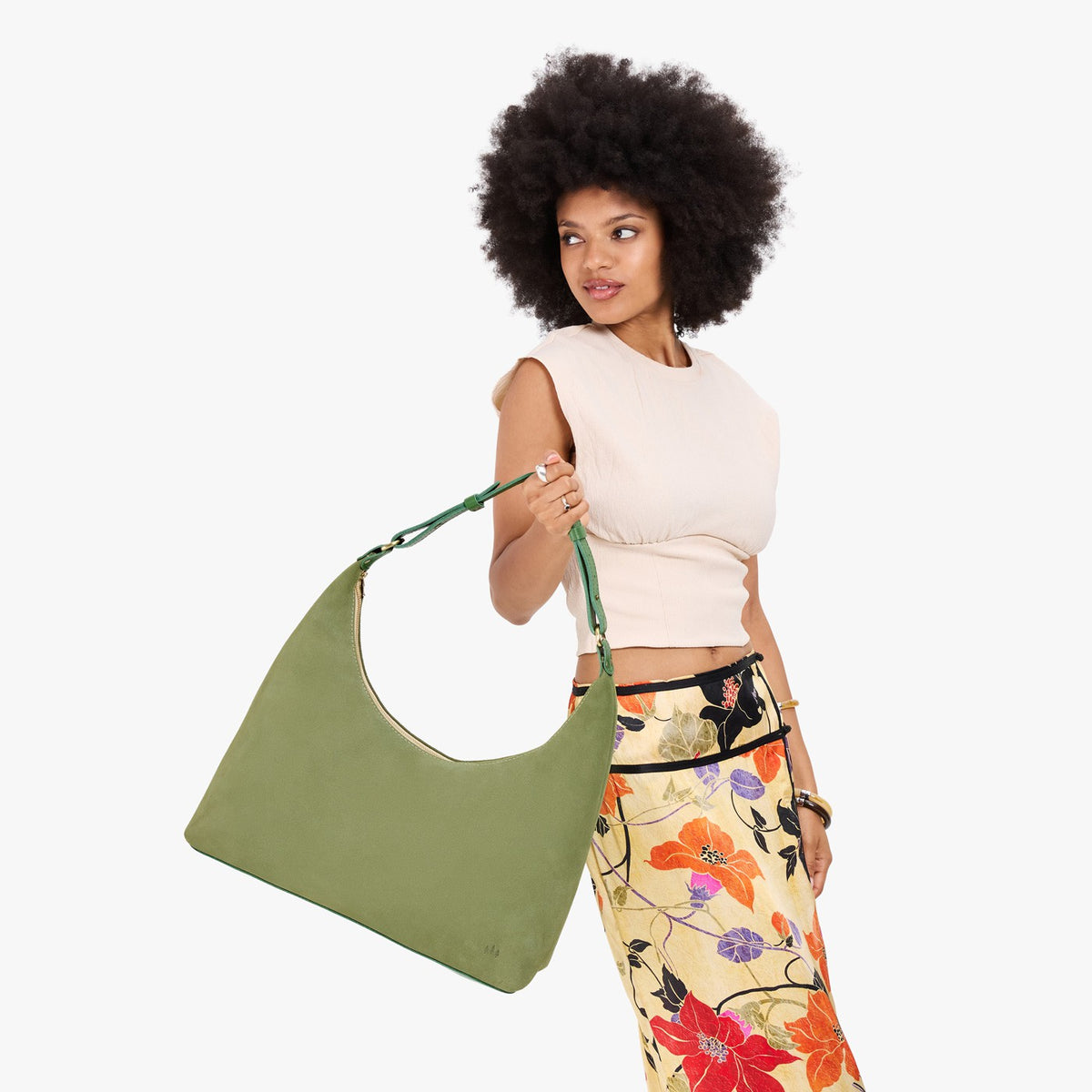 Laurel*Large*Classic | U-shaped shoulder bag with adjustable strap and fringe detail