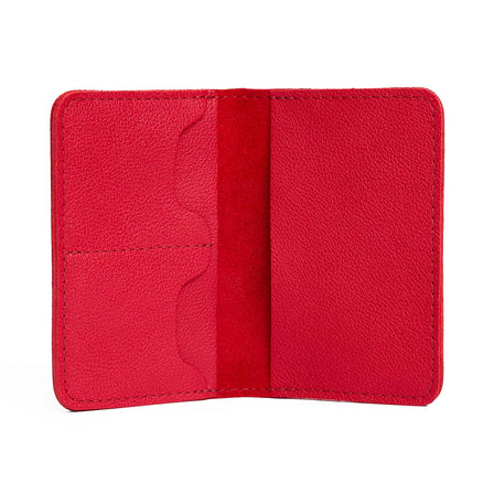 Cherry | Leather passport case with PLG logo open shot