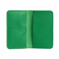 Jolly Green | Leather passport case with PLG logo open shot