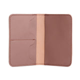 Sunkissed | Leather passport case with PLG logo open shot