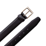 Black | Leather belt with antiqued brass buckle