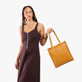 Sunshine North/South | Structured large tote bag with overlapping panels and crossbody strap
