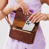 Nutmeg | Leather wallet clutch with wristlet and magnetic closure