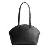 Black Large | A half circle crossbody bag with handles and removable crossbody strap 