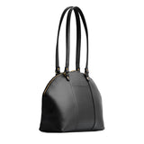 Black Large | A half circle crossbody bag with handles and removable crossbody strap 