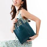 Harbor | Structured mid-size tote bag with overlapping panels and crossbody strap