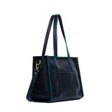 Boreal East/West | Structured wide tote bag with overlapping panels and crossbody strap