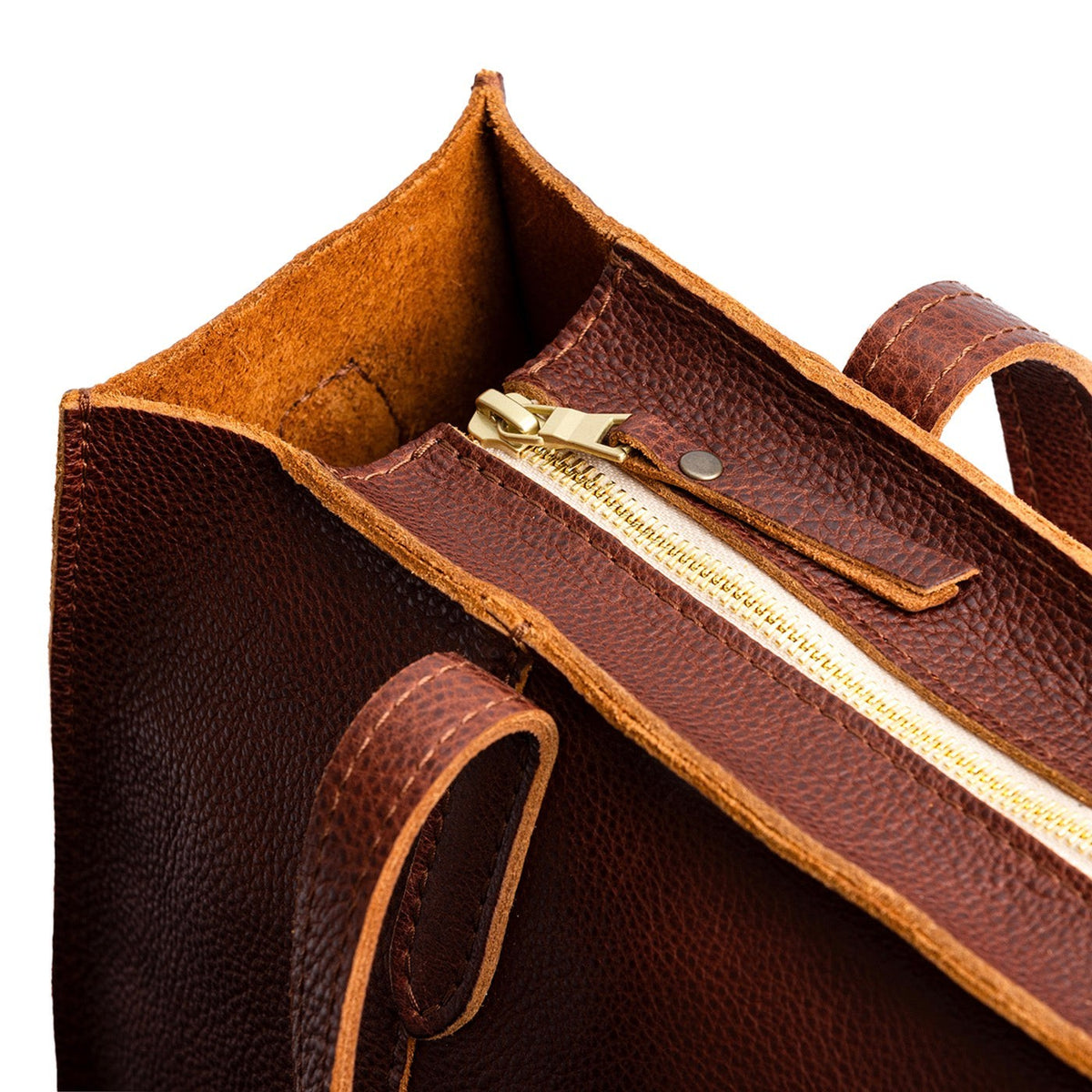 Nutmeg*East/West | Structured wide tote bag with overlapping panels and crossbody strap