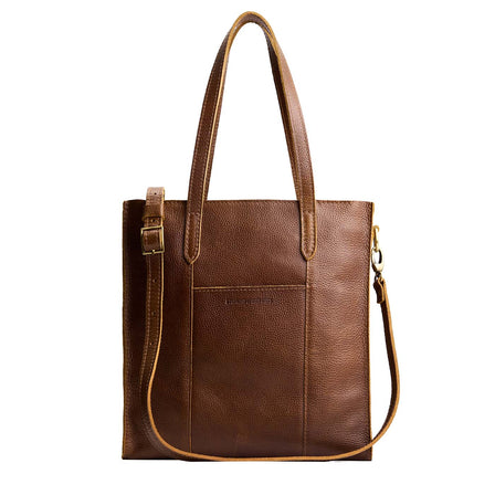 Asheville*East/West | Structured wide tote bag with overlapping panels and crossbody strap