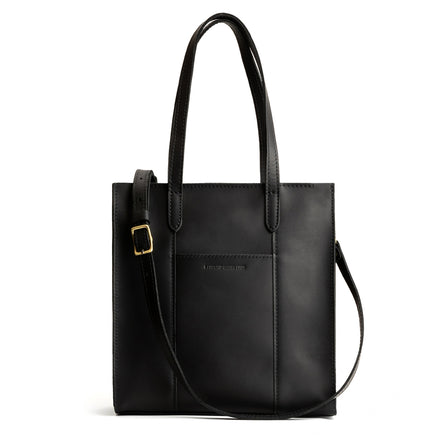 Black*Oversized East/West | Structured wide tote bag with overlapping panels and crossbody strap