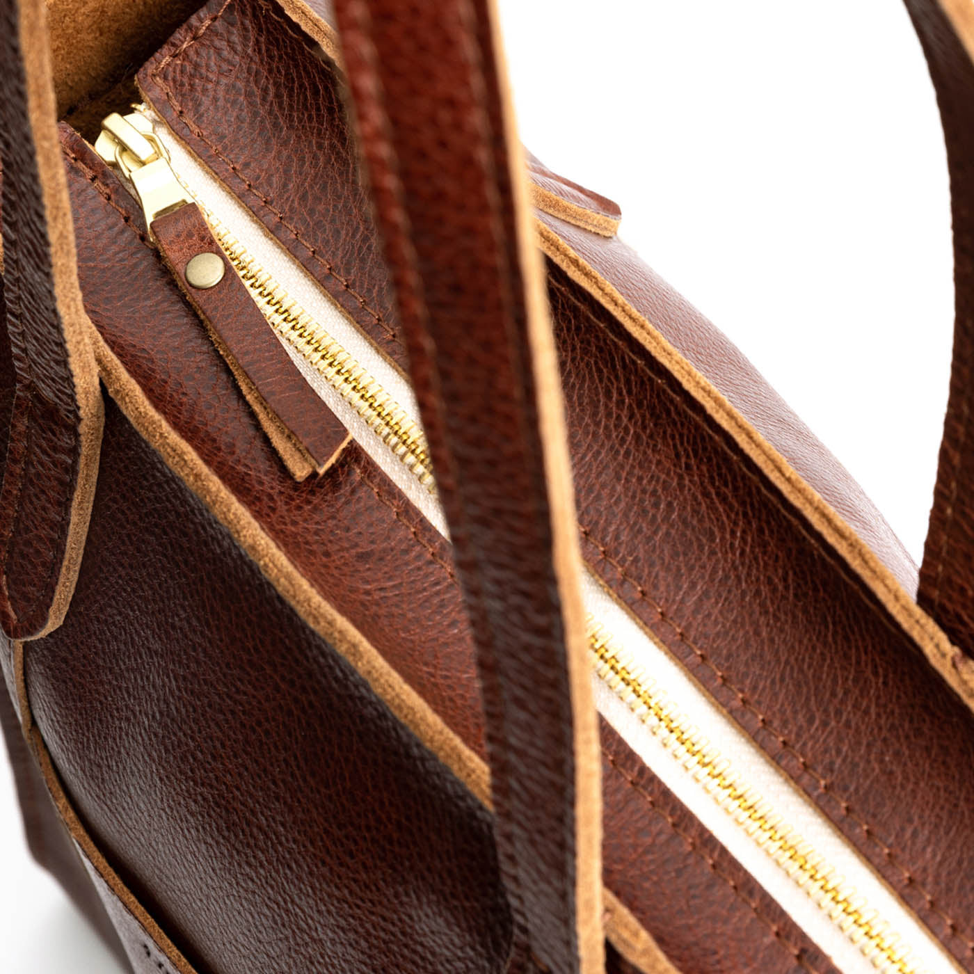 Nutmeg | Structured large tote bag with overlapping panels and crossbody strap
