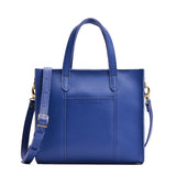 Molino Blue Zipper | Structured mid-size tote bag with overlapping panels and crossbody strap