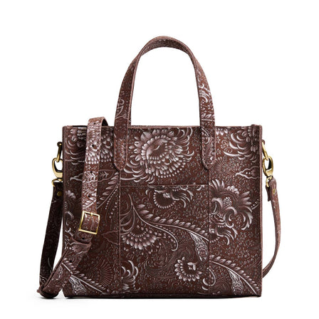 Sepia*Zipper | Structured mid-size tote bag with overlapping panels and crossbody strap