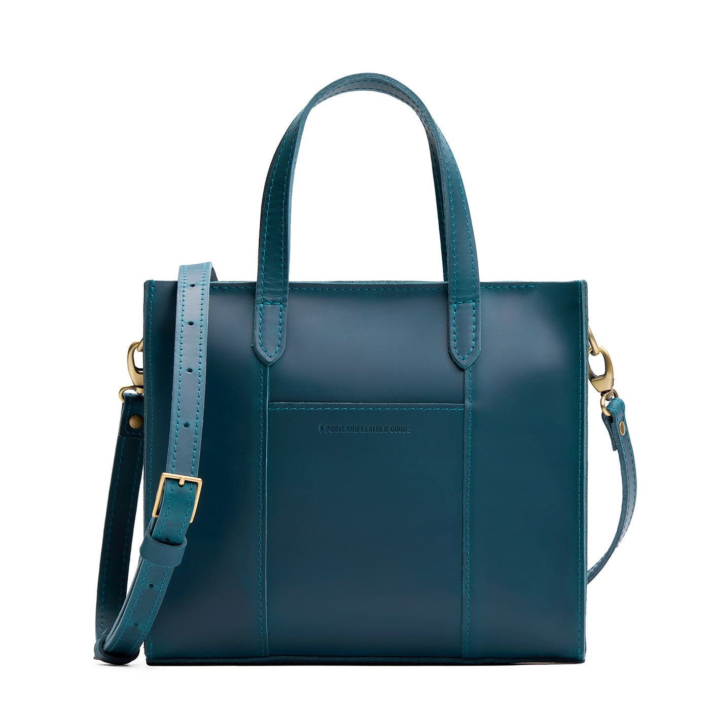Westward Blue*Zipper | Structured mid-size tote bag with overlapping panels and crossbody strap